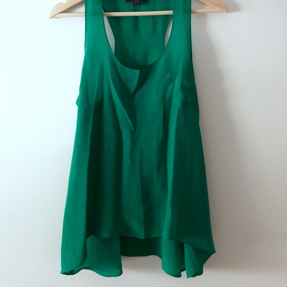 Green Silk Racerback Blouse